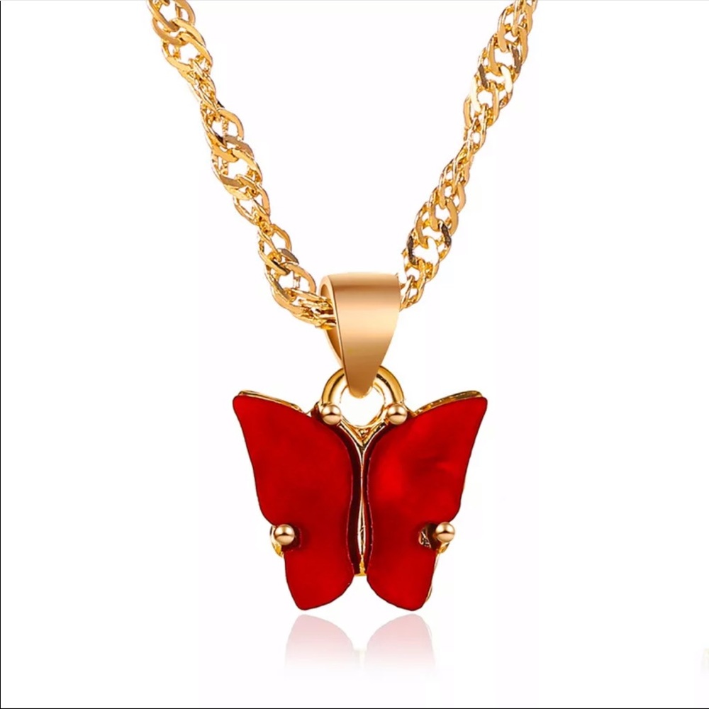 Cute Butterfly Acrylic Pendant Necklace
